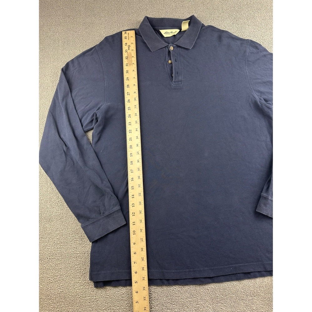 Vintage Eddie Bauer Polo Shirt Men L Tall Blue Long Sleeve Cotton Collared 90s - Picture 8 of 13